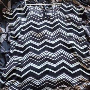 Mint and black Chevron split back blouse